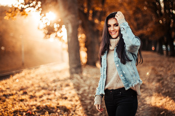 Beautiful woman walking in the park.