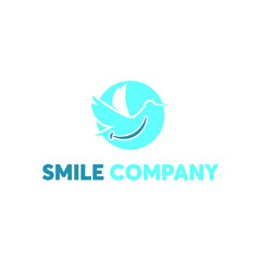 circle modern blue fun nature dental smile logo design template