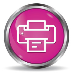 Printer icon pink glossy round button