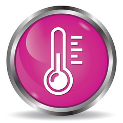 Thermometer icon pink glossy round button