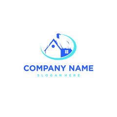 simple modern blue creme house icon logo design  idea
