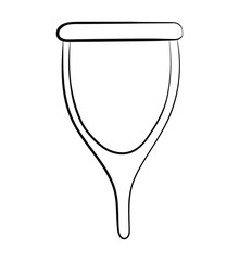 Hygiene product during menstruation. Menstrual cup. Doodle icon. Zero waste.