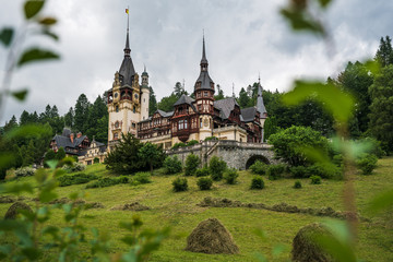 View of Peles castle in Sinaia, Romania