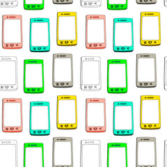 Smartphone seamless pattern background. Business concept vector illustration. Phone symbol pattern.