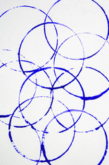 Background - watercolor drawing. Set of blue circles
