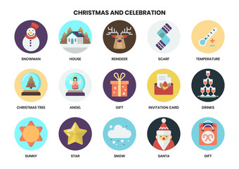 Christmas icons set for business