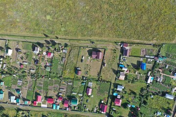 suburban real estate, top view, Novosibirsk region, Russia, sunny summer