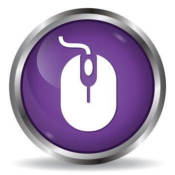Mouse icon purple glossy round button 