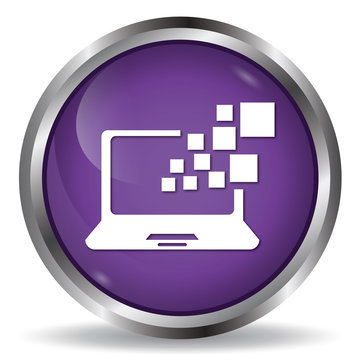Notebook icon purple glossy round button 