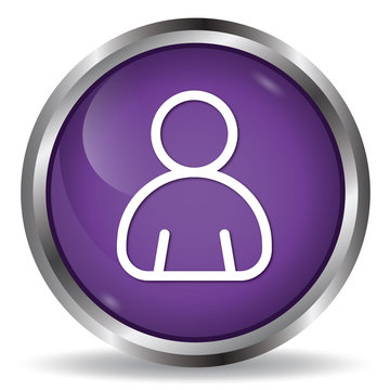 People icon purple glossy round button 