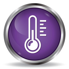 Thermometer icon purple glossy button 