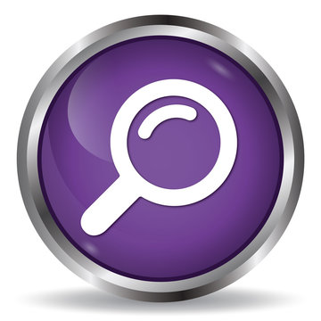 Search icon purple glossy round button 