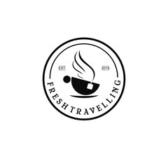 travelling logo simple circle black retro badge