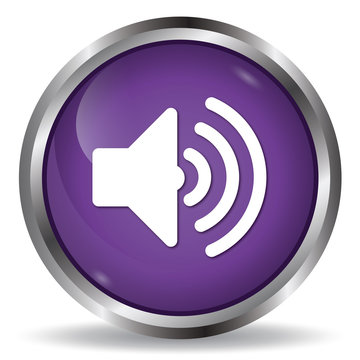 Volume icon purple glossy round button