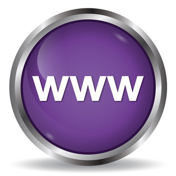 Www icon purple glossy round button