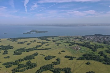 shore of the Ob reservoir, sunny sky, Novosibirsk region, Russia