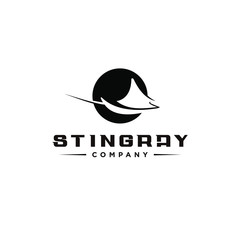 Animal logo design stingray fish in simple modern bold black vector - obrazy, fototapety, plakaty