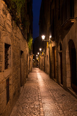 Fototapeta na wymiar Historic center and Jewish quarter of Girona (Spain), one of the best preserved neighborhoods in Spain and Europe.