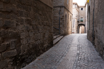 Historic center and Jewish quarter of Girona (Spain), one of the best preserved neighborhoods in...