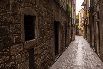 Fototapeta premium Historic center and Jewish quarter of Girona (Spain), one of the best preserved neighborhoods in Spain and Europe.