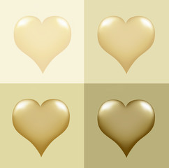 four hearts in four squares in pastel colors.