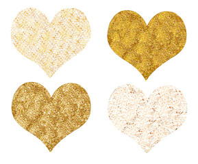 Card with golden hearts on a white background.