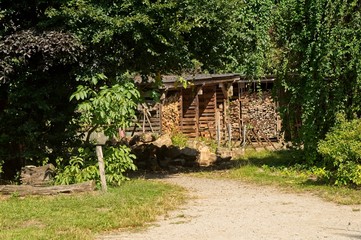 wooden timberyard on a farm