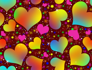 Fototapeta premium colored hearts on a brown background.