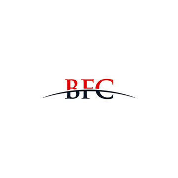 Initial letter BFC, overlapping movement swoosh horizon logo company design inspiration in red and dark blue color vector