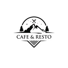 Restaurant Food Business Logo Design Mountain Camp Food and Travel