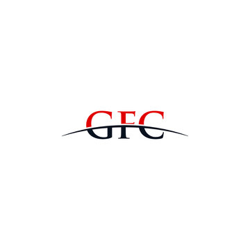 Initial letter GFC, overlapping movement swoosh horizon logo company design inspiration in red and dark blue color vector
