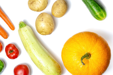 Fresh colorful organic vegetables Fresh colorful organic vegetables on a white isolated background.