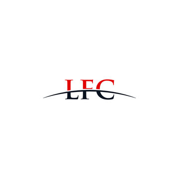 Initial letter LFC, overlapping movement swoosh horizon logo company design inspiration in red and dark blue color vector