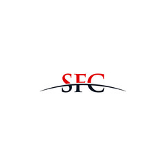 Initial letter SFC, overlapping movement swoosh horizon logo company design inspiration in red and dark blue color vector