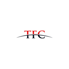 Initial letter TFC, overlapping movement swoosh horizon logo company design inspiration in red and dark blue color vector