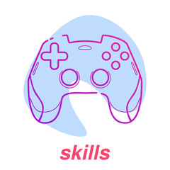 game play icon, esports skills, vector line concept with gamepad on isolated background
