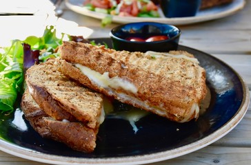 typical Dutch lunch: 'tosti' or  grilled cheese and ham sandwich