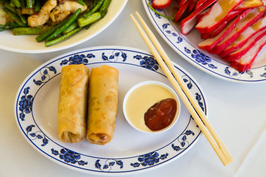 Fried spring rolls.