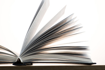 open book and many pages and text