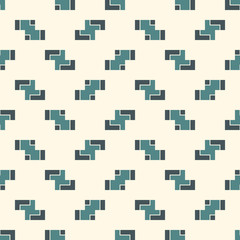 Repeated creative puzzle mosaic. Geometric seamless pattern design. Pixel art surface texture. Contemporary camouflage