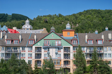 Colourful houses at Mont Tremblant resort in summer