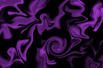 abstract marbled waves and whirls in violet on a black background