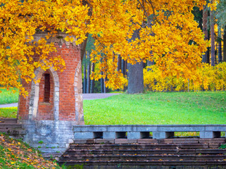 Saint-Petersburg. Russia. Leningrad region. town of Pushkin. Tsarskoe selo. Autumn in Park. Park in...
