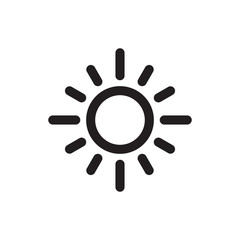 Sun black icon design. Summer graphic sign. Line art. Vector illustration. 