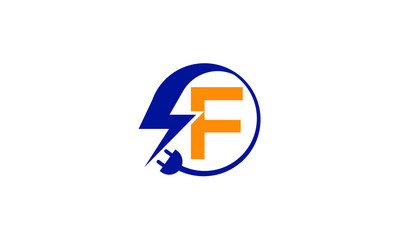 Electrical sign with the letter F,  Electricity Logo, electric logo and icon Vector design Template.Lightning Icon in Vector. Lightning Logo, Power Energy Logo Design Element, 