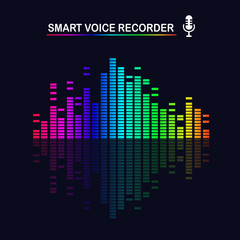 Sound audio wave from equalizer. Music frequency in color spectrum. Vector flat design