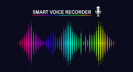 Sound audio wave from equalizer. Music frequency in color spectrum. Vector flat design