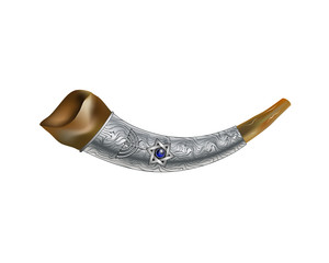 shofar with menorah