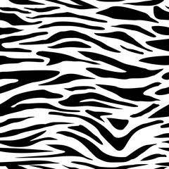 Seamless zebra pattern. Stylish print for the fashion industry. Black stripes on a white background.