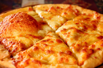 Khachapuri. Eastern traditional food. Cheese tortilla baked in the oven. Shallow depth of field